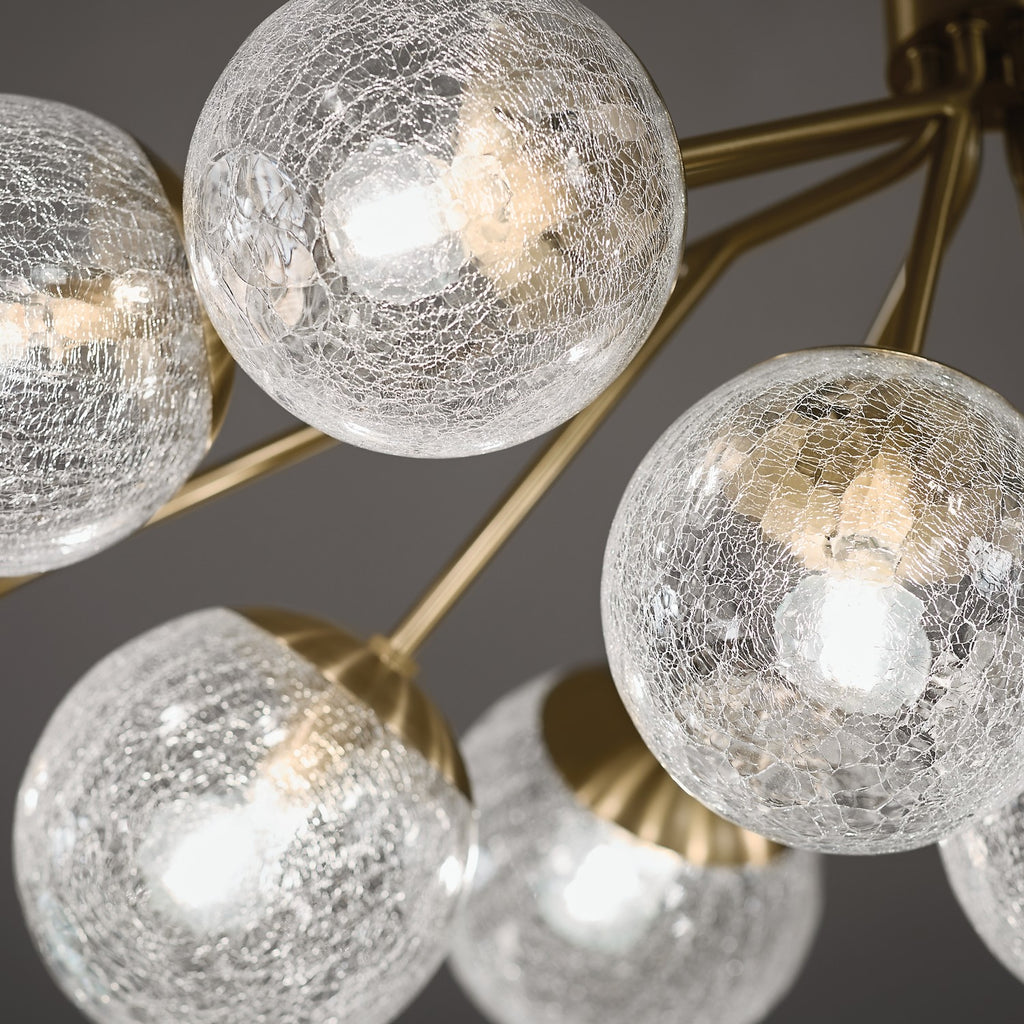 KICHLER 52703CPZ Silvarious 48 Inch 12 Light Linear Convertible Chandelier With Clear Crackled Glass In Champagne Bronze
