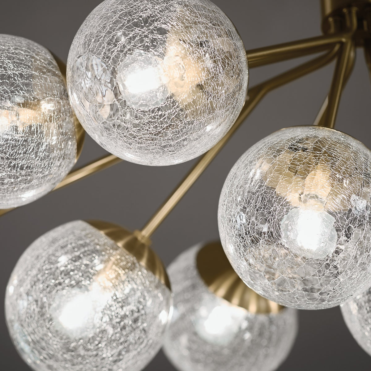 KICHLER 52703CPZ Silvarious 48 Inch 12 Light Linear Convertible Chandelier With Clear Crackled Glass In Champagne Bronze