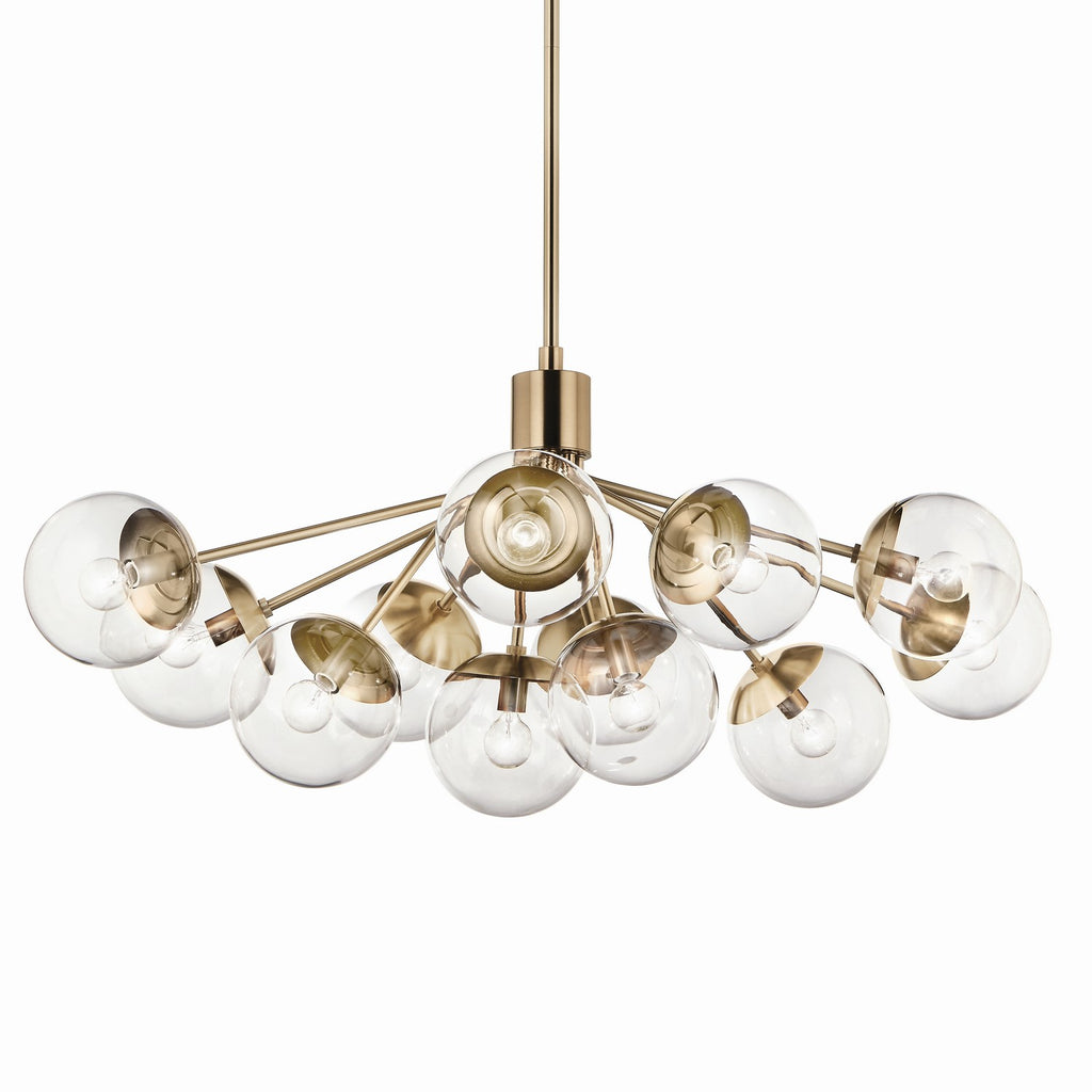 KICHLER 52703CPZCLR Silvarious 48 Inch 12 Light Linear Convertible Chandelier With Clear Glass In Champagne Bronze