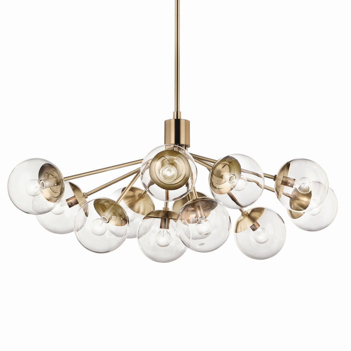 KICHLER 52703CPZCLR Silvarious 48 Inch 12 Light Linear Convertible Chandelier With Clear Glass In Champagne Bronze