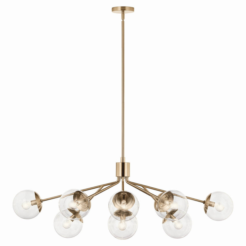 KICHLER 52703CPZCLR Silvarious 48 Inch 12 Light Linear Convertible Chandelier With Clear Glass In Champagne Bronze