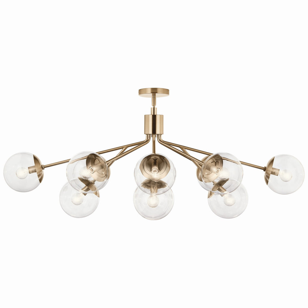 KICHLER 52703CPZCLR Silvarious 48 Inch 12 Light Linear Convertible Chandelier With Clear Glass In Champagne Bronze