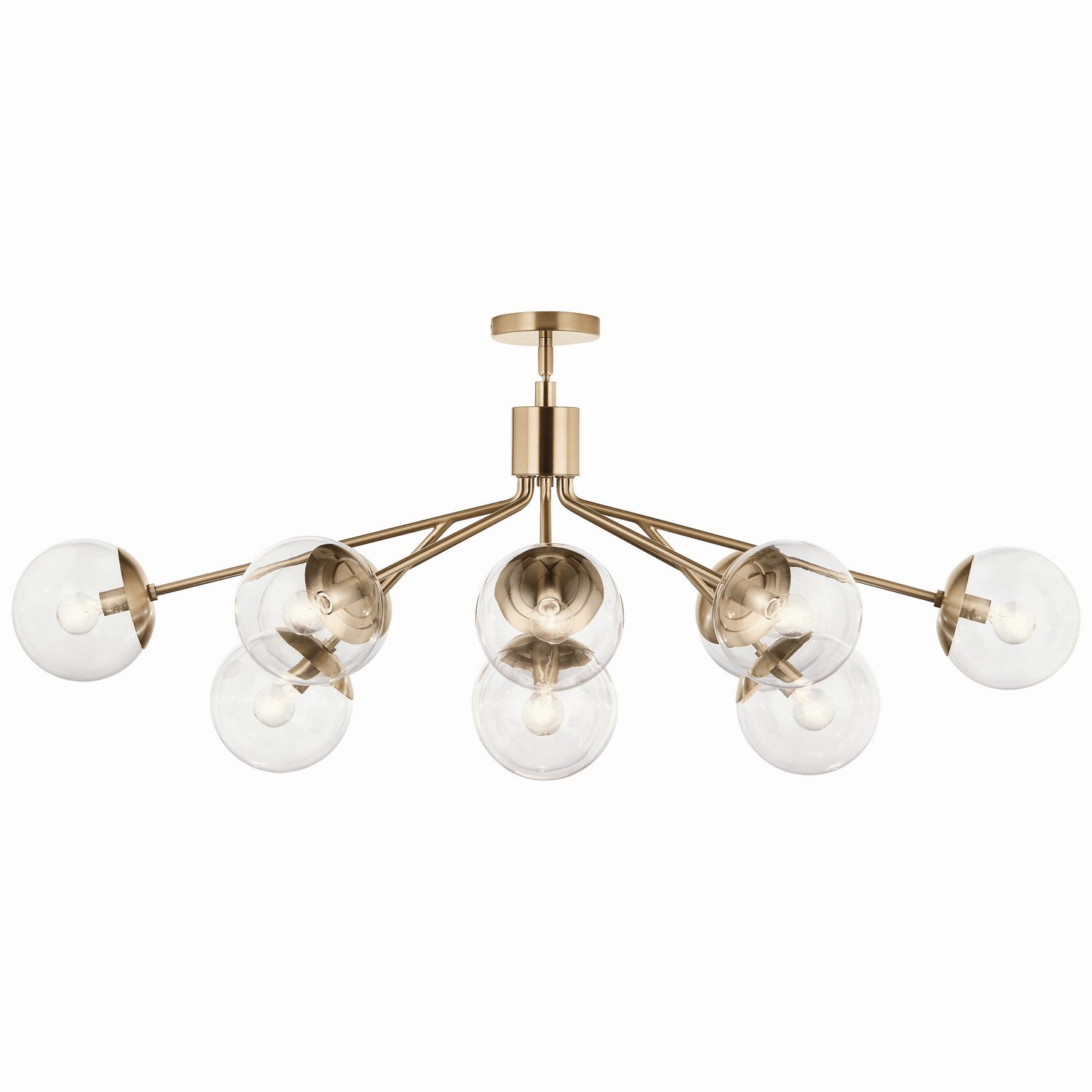 KICHLER 52703CPZCLR Silvarious 48 Inch 12 Light Linear Convertible Chandelier With Clear Glass In Champagne Bronze