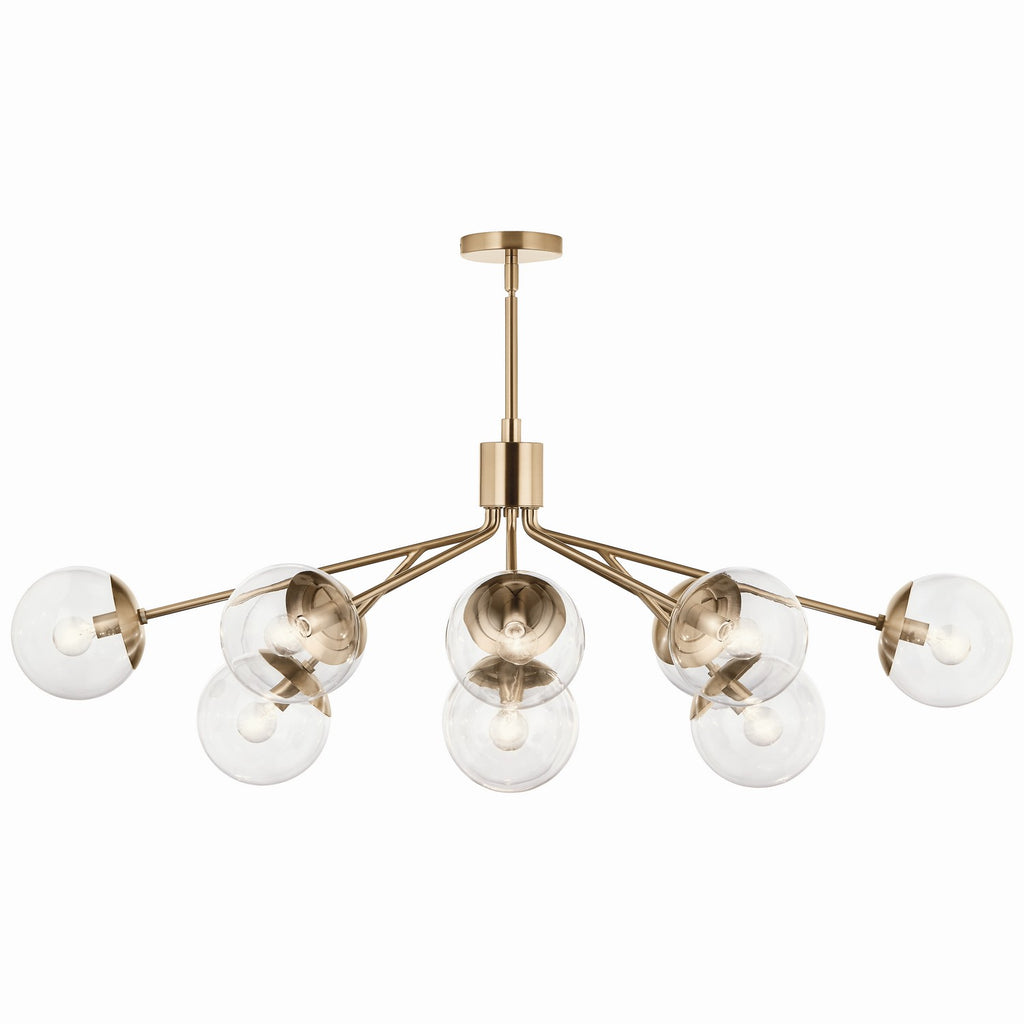 KICHLER 52703CPZCLR Silvarious 48 Inch 12 Light Linear Convertible Chandelier With Clear Glass In Champagne Bronze
