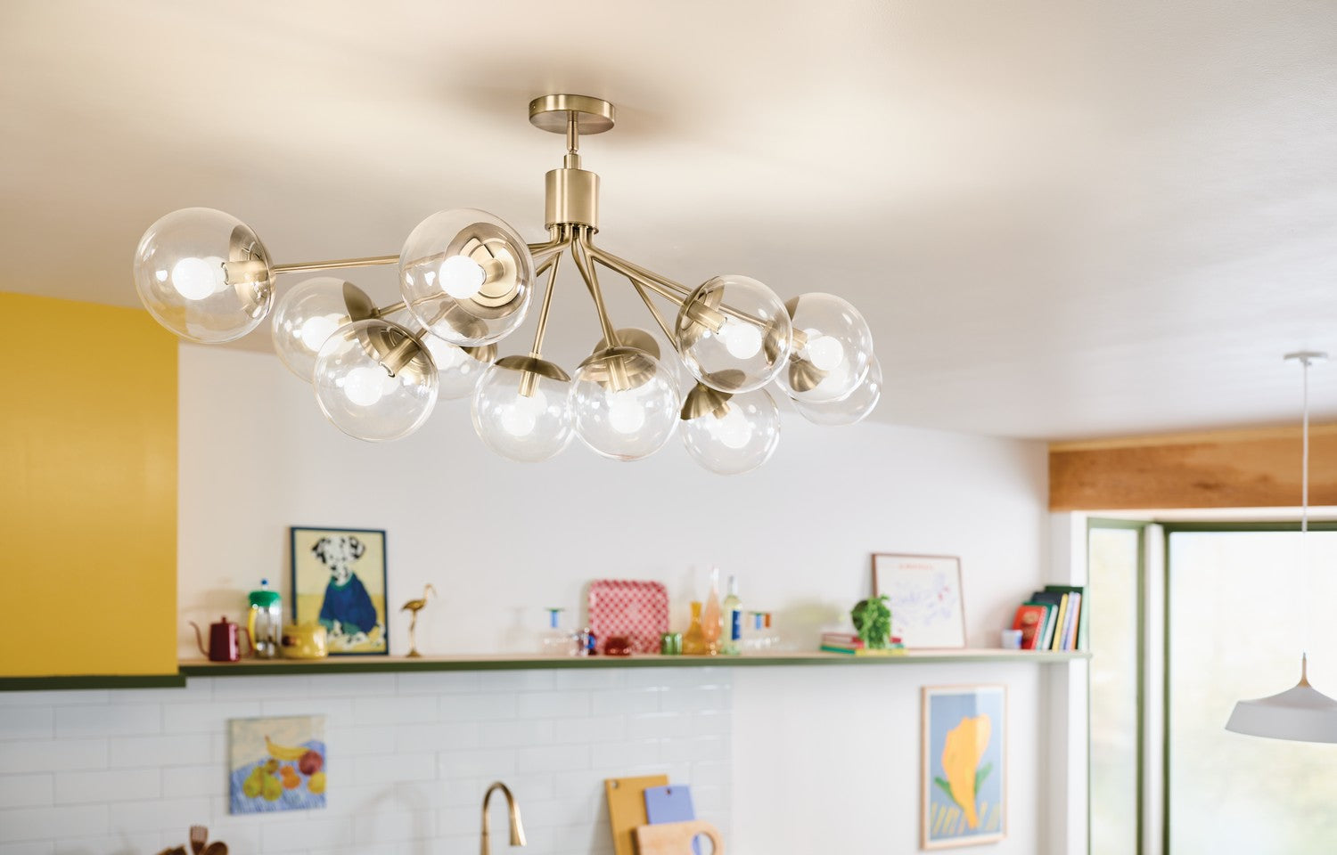 KICHLER 52703CPZCLR Silvarious 48 Inch 12 Light Linear Convertible Chandelier With Clear Glass In Champagne Bronze
