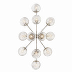KICHLER 52703PN Silvarious 48 Inch 12 Light Linear Convertible Chandelier With Clear Crackled Glass In Polished Nickel