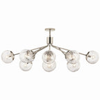 KICHLER 52703PN Silvarious 48 Inch 12 Light Linear Convertible Chandelier With Clear Crackled Glass In Polished Nickel