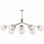 KICHLER 52703PN Silvarious 48 Inch 12 Light Linear Convertible Chandelier With Clear Crackled Glass In Polished Nickel