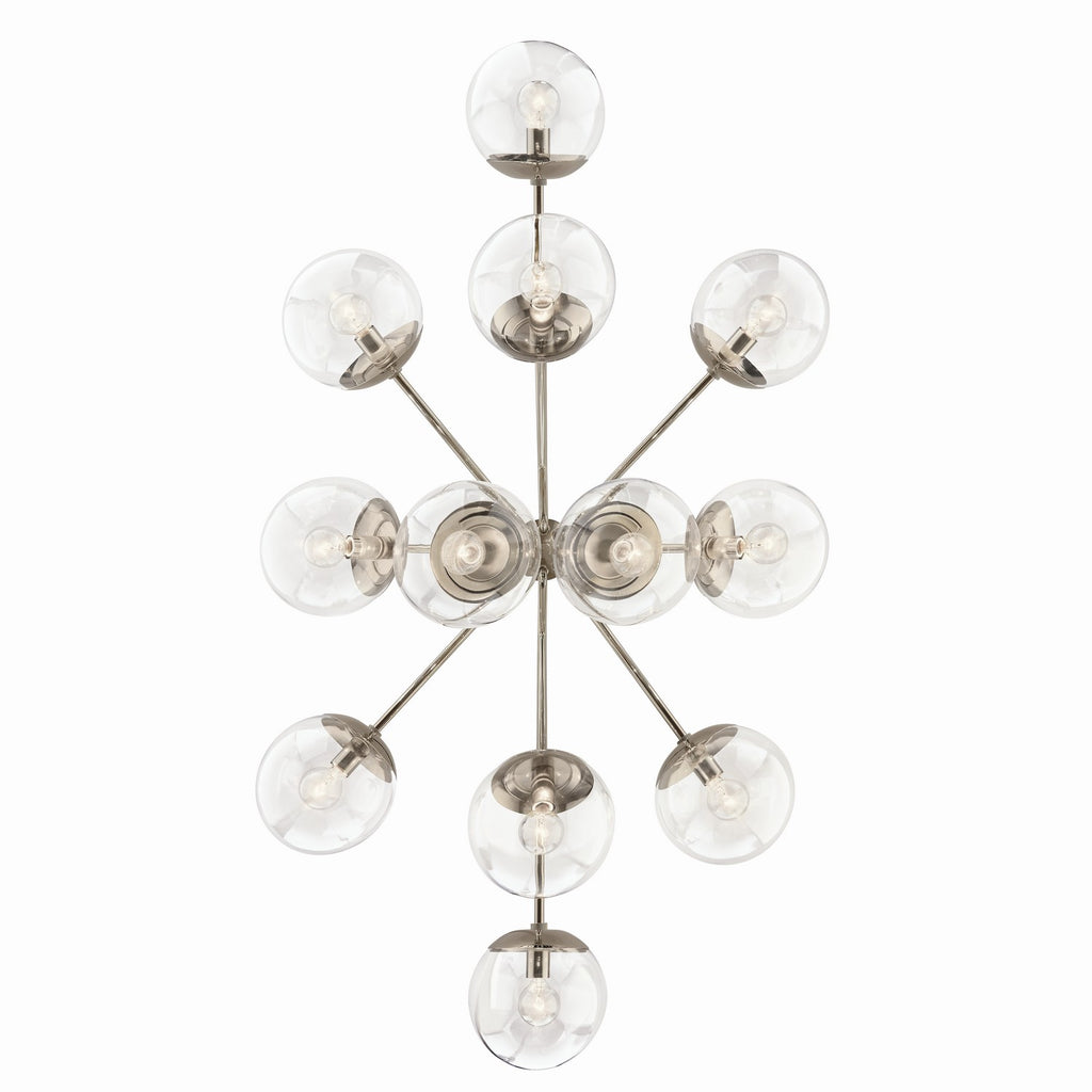 KICHLER 52703PNCLR Silvarious 48 Inch 12 Light Linear Convertible Chandelier With Clear Glass In Polished Nickel