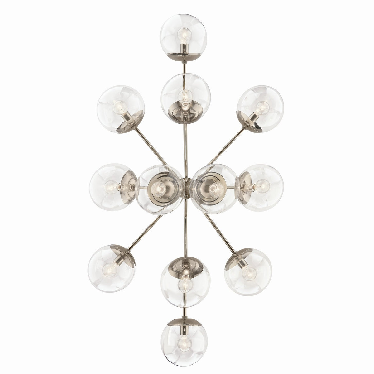 KICHLER 52703PNCLR Silvarious 48 Inch 12 Light Linear Convertible Chandelier With Clear Glass In Polished Nickel