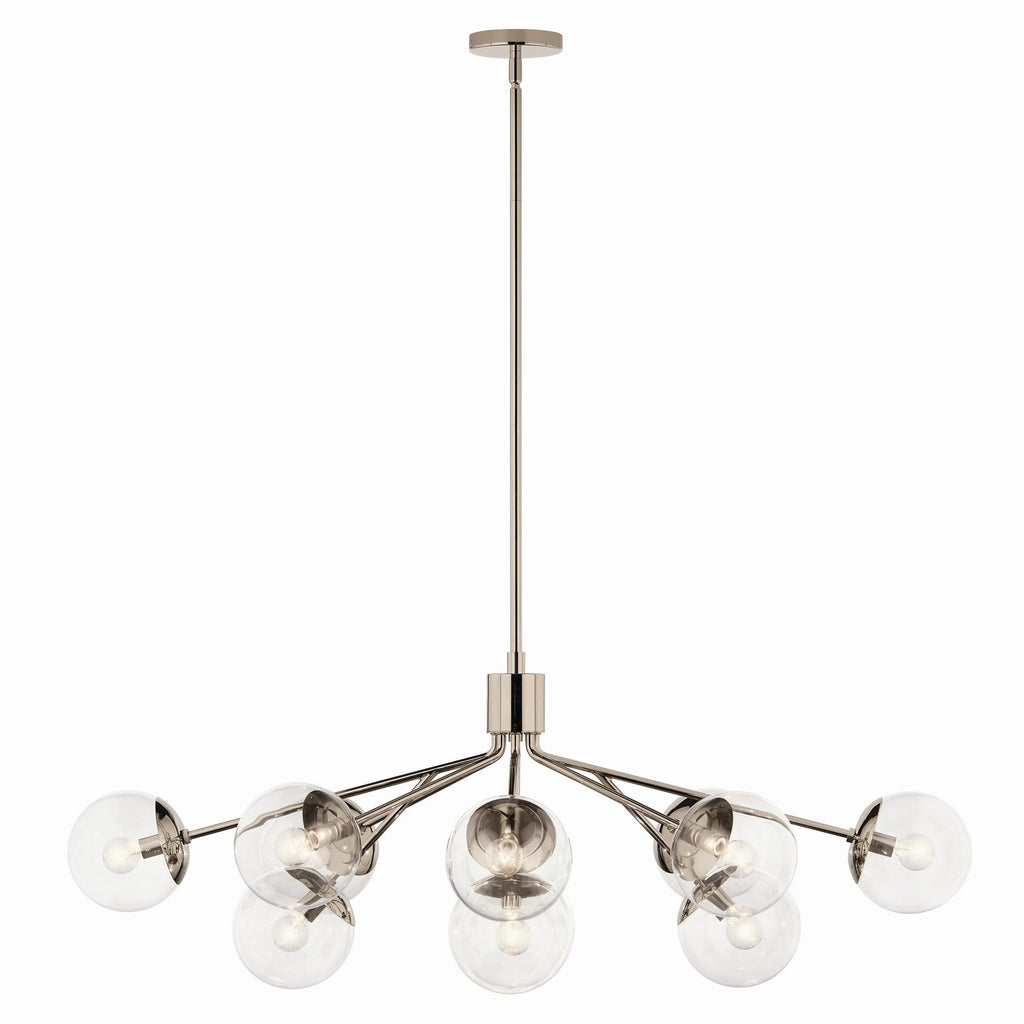 KICHLER 52703PNCLR Silvarious 48 Inch 12 Light Linear Convertible Chandelier With Clear Glass In Polished Nickel