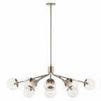KICHLER 52703PNCLR Silvarious 48 Inch 12 Light Linear Convertible Chandelier With Clear Glass In Polished Nickel