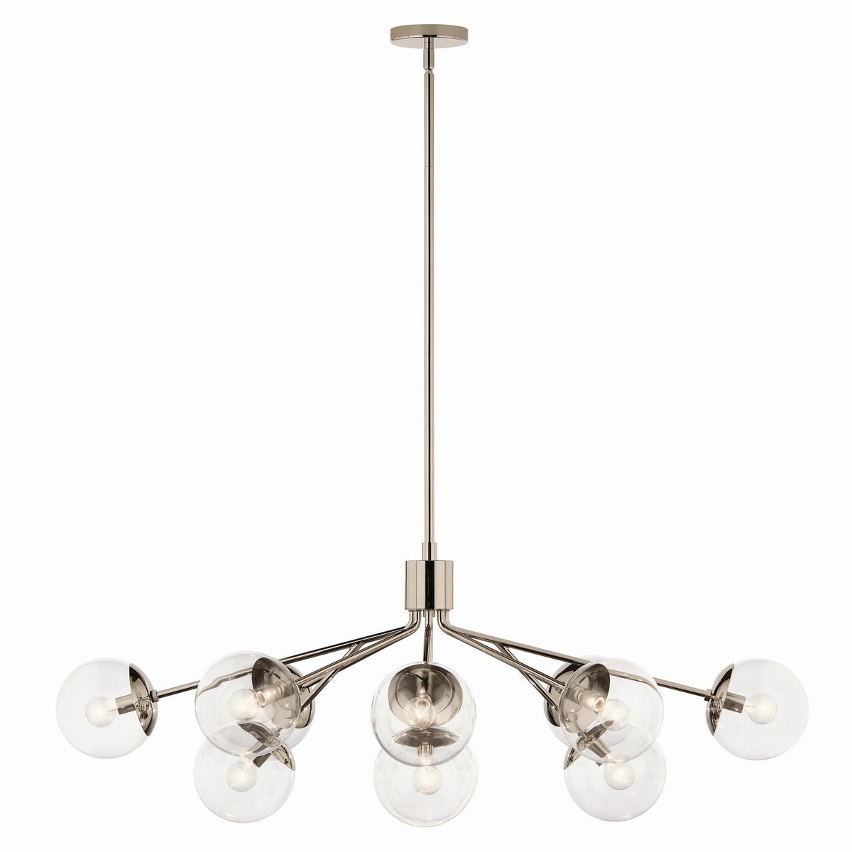 KICHLER 52703PNCLR Silvarious 48 Inch 12 Light Linear Convertible Chandelier With Clear Glass In Polished Nickel
