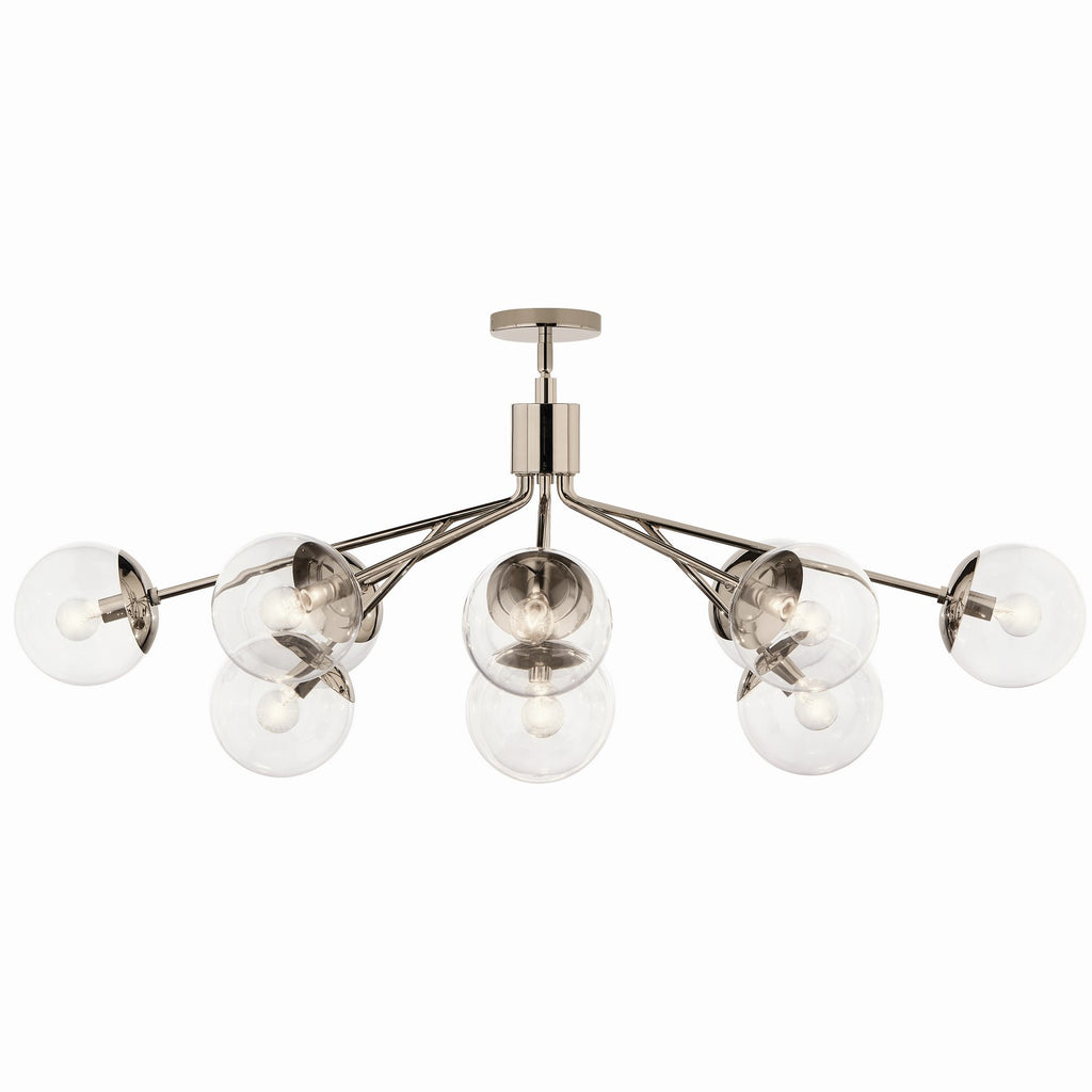 KICHLER 52703PNCLR Silvarious 48 Inch 12 Light Linear Convertible Chandelier With Clear Glass In Polished Nickel