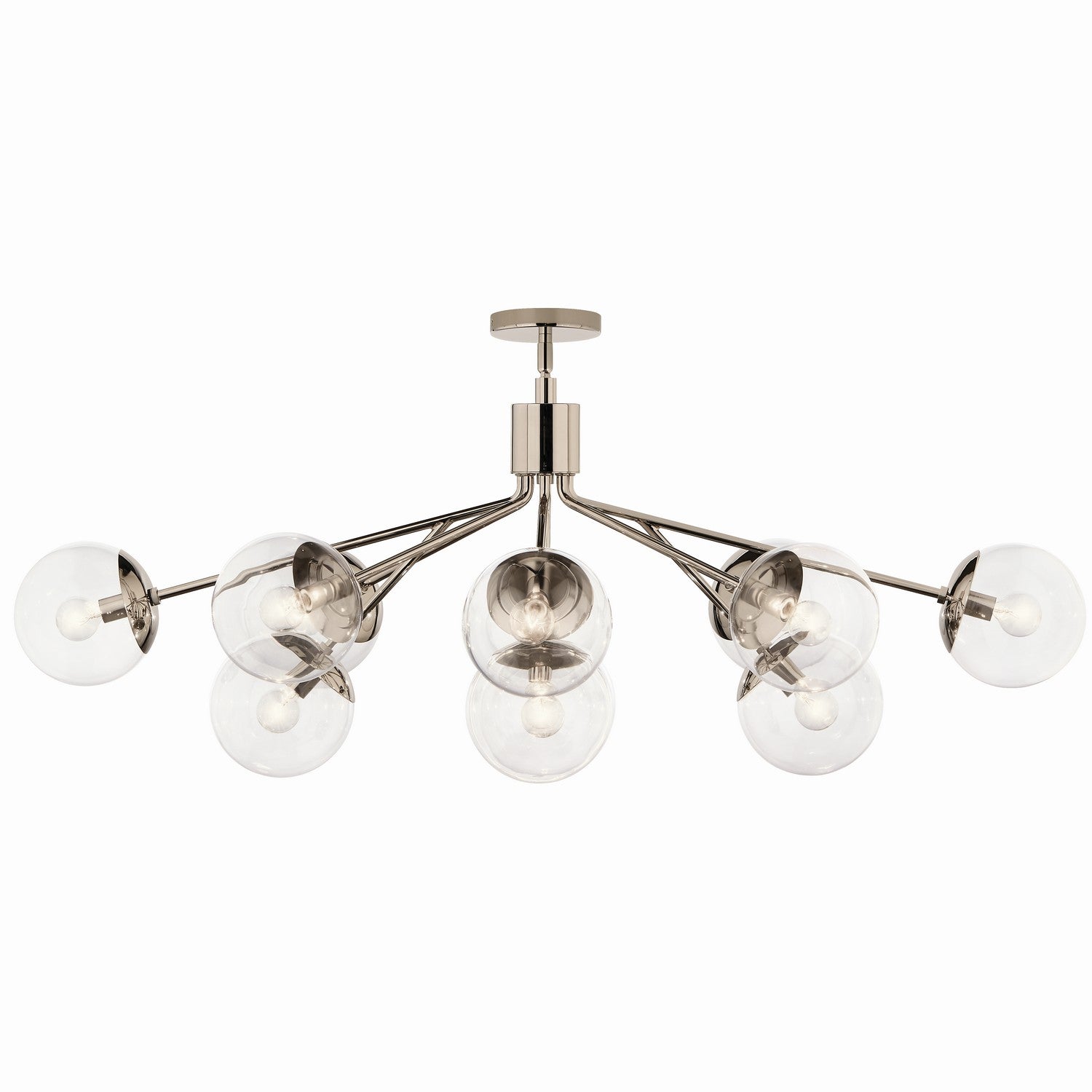 KICHLER 52703PNCLR Silvarious 48 Inch 12 Light Linear Convertible Chandelier With Clear Glass In Polished Nickel