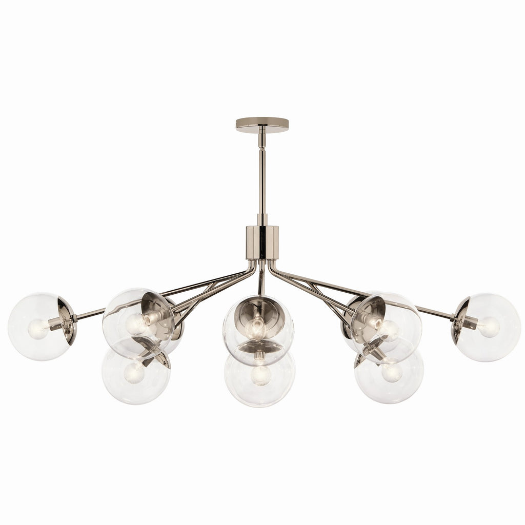 KICHLER 52703PNCLR Silvarious 48 Inch 12 Light Linear Convertible Chandelier With Clear Glass In Polished Nickel