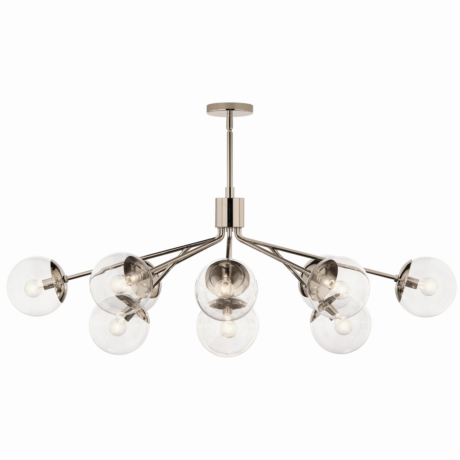 KICHLER 52703PNCLR Silvarious 48 Inch 12 Light Linear Convertible Chandelier With Clear Glass In Polished Nickel