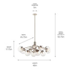KICHLER 52703PNCLR Silvarious 48 Inch 12 Light Linear Convertible Chandelier With Clear Glass In Polished Nickel