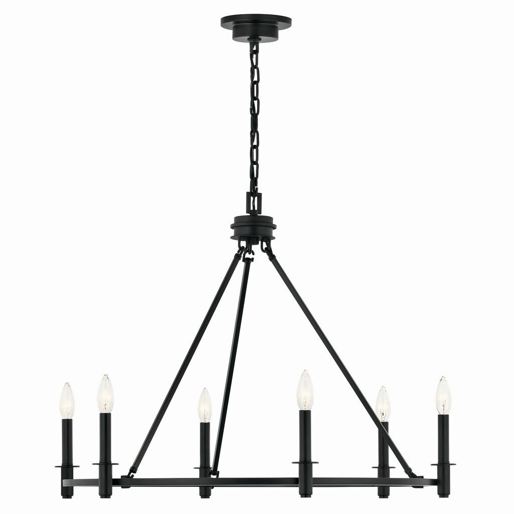 KICHLER 52705BK Carrick 32.25 Inch 6 Light Chandelier In Black