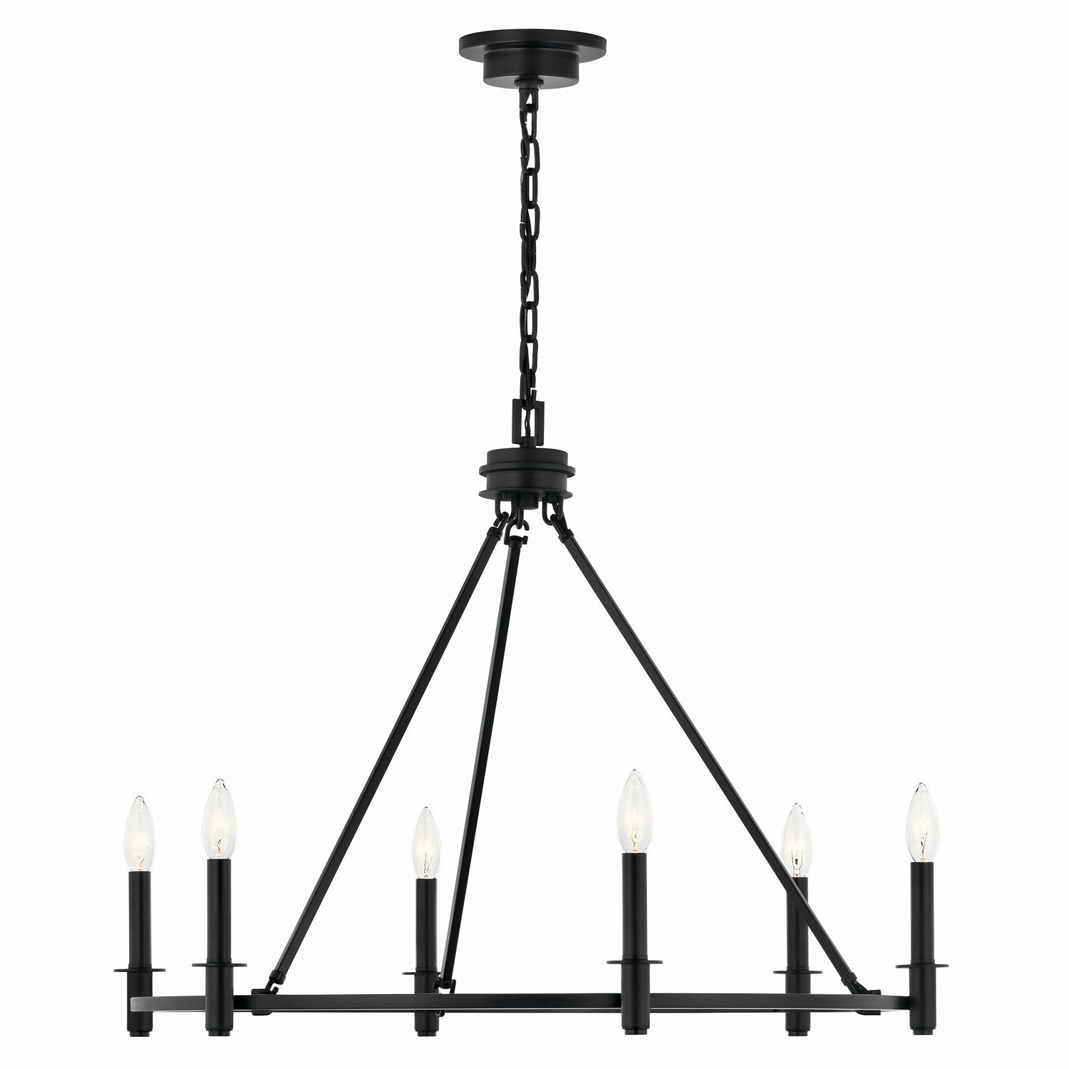 KICHLER 52705BK Carrick 32.25 Inch 6 Light Chandelier In Black