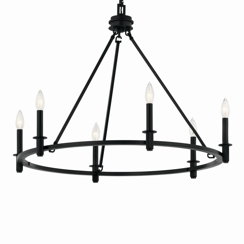 KICHLER 52705BK Carrick 32.25 Inch 6 Light Chandelier In Black