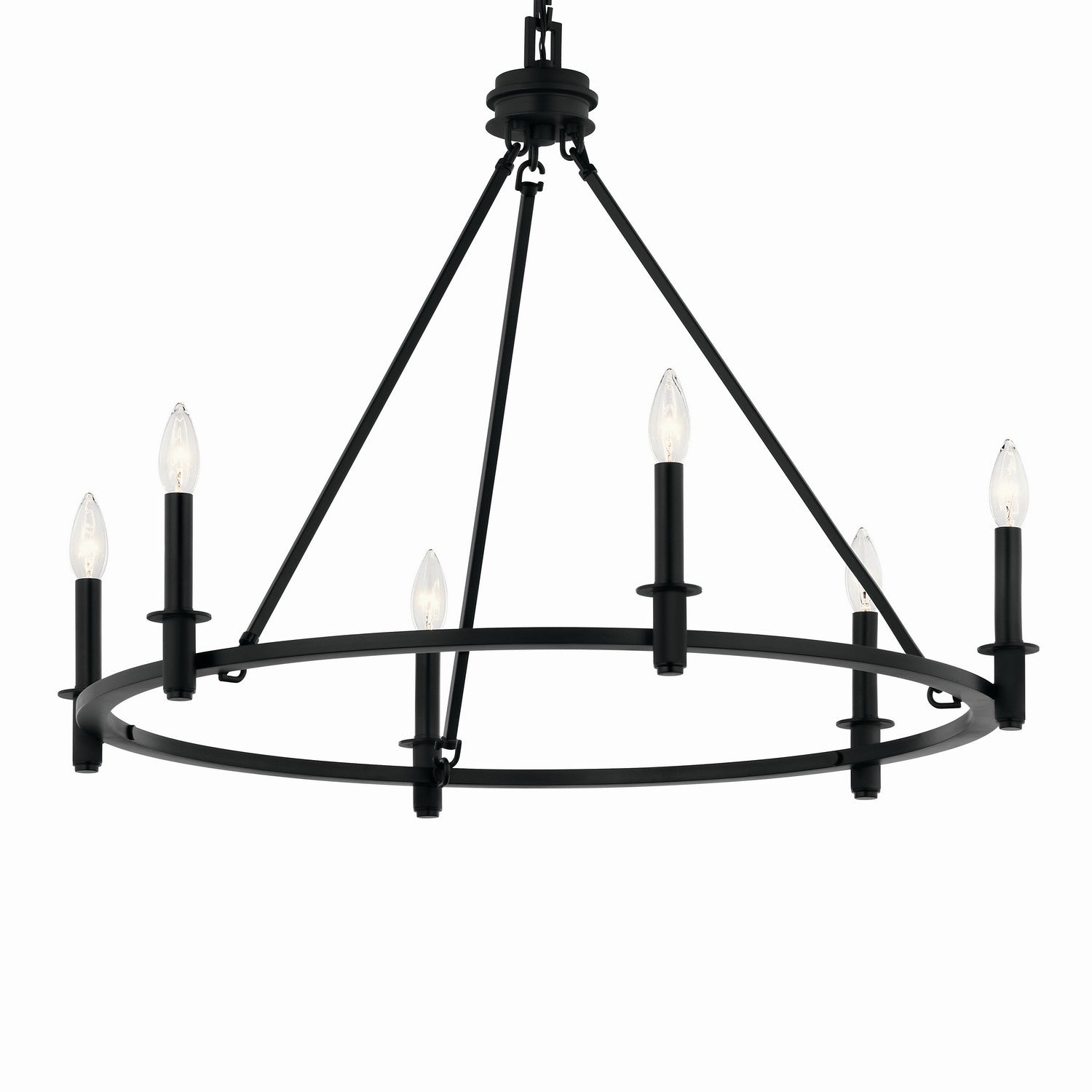 KICHLER 52705BK Carrick 32.25 Inch 6 Light Chandelier In Black