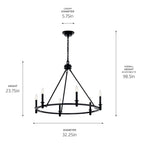KICHLER 52705BK Carrick 32.25 Inch 6 Light Chandelier In Black