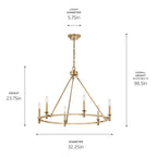 KICHLER 52705CPZ Carrick 32.25 Inch 6 Light Chandelier In Champagne Bronze