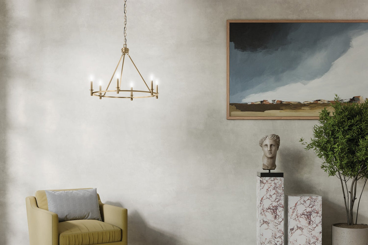 KICHLER 52705CPZ Carrick 32.25 Inch 6 Light Chandelier In Champagne Bronze