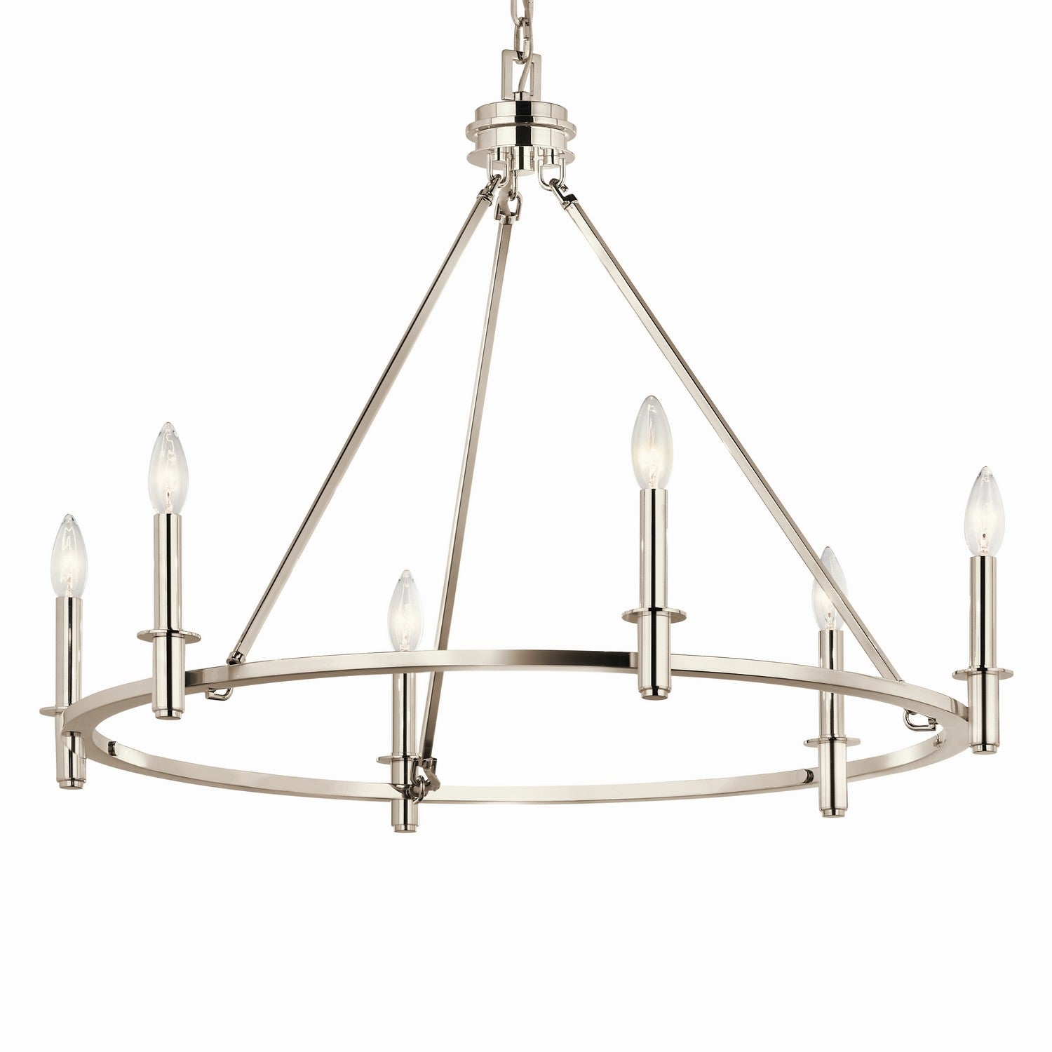 KICHLER 52705PN Carrick 32.25 Inch 6 Light Chandelier In Polished Nickel