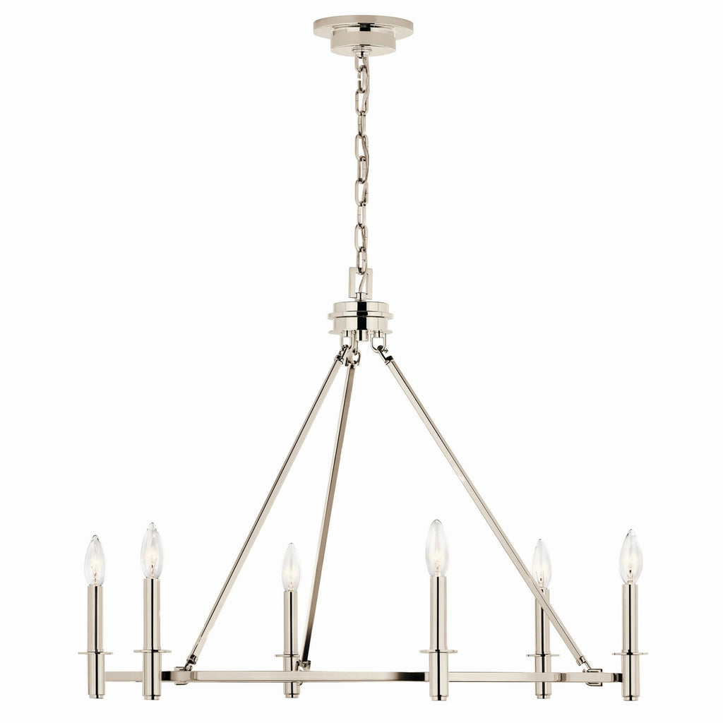 KICHLER 52705PN Carrick 32.25 Inch 6 Light Chandelier In Polished Nickel