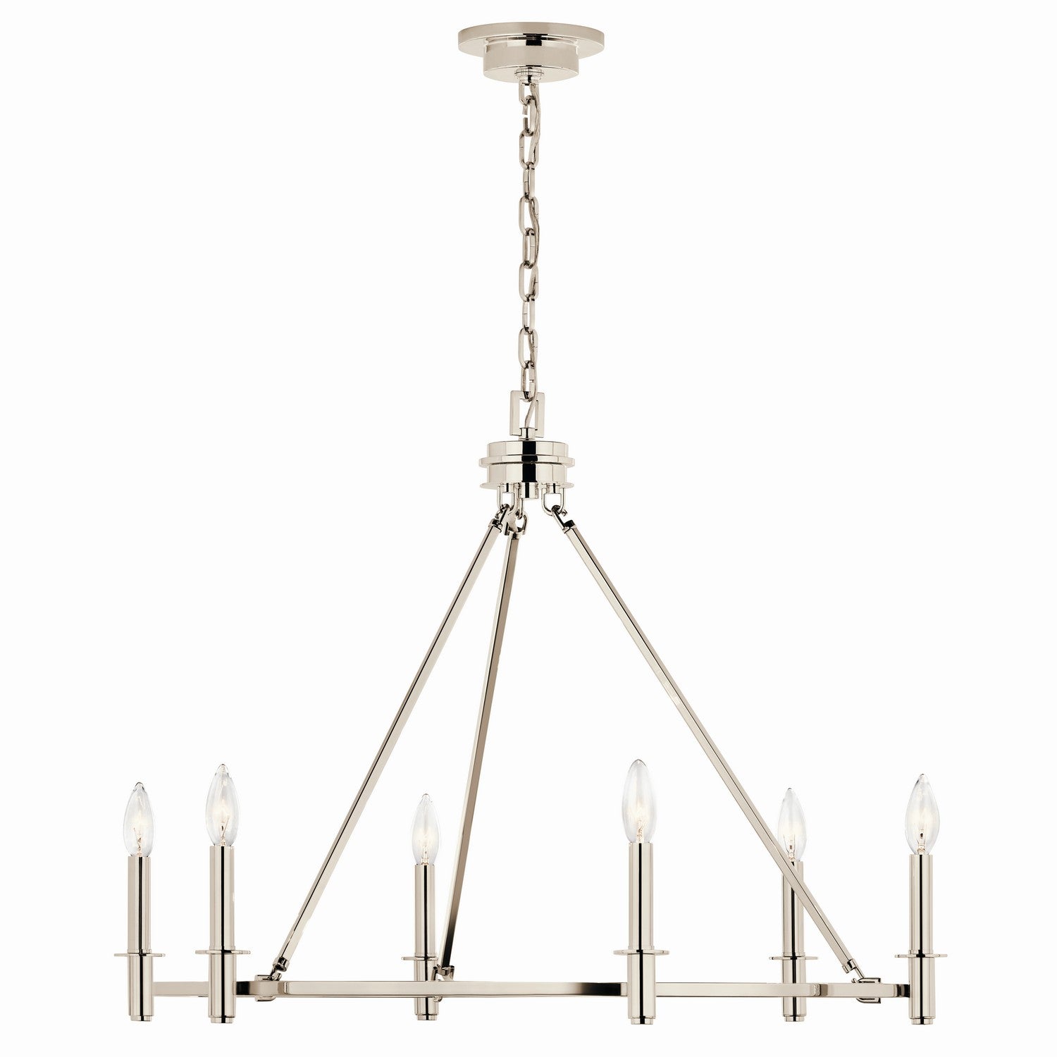 KICHLER 52705PN Carrick 32.25 Inch 6 Light Chandelier In Polished Nickel