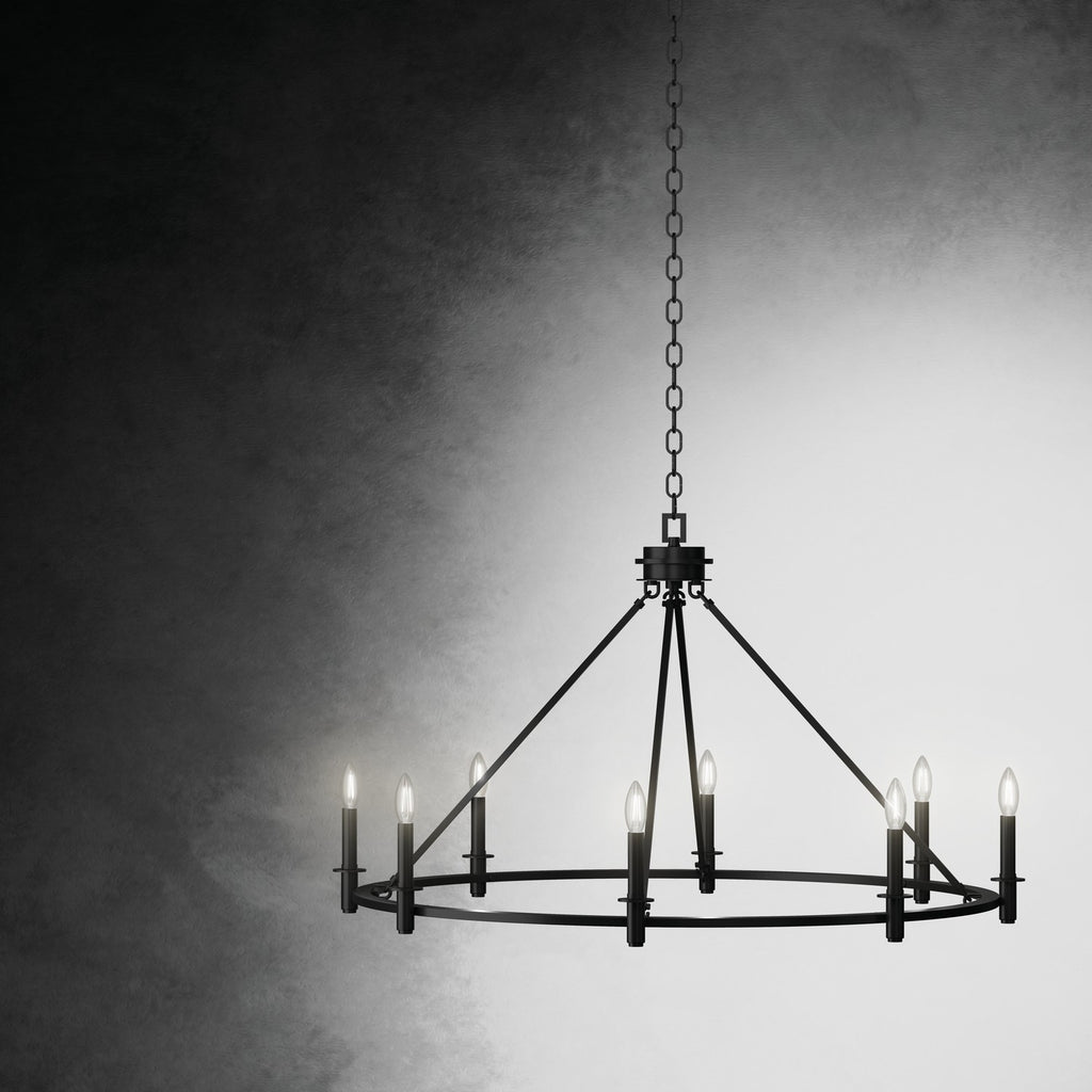 KICHLER 52706BK Carrick 40.75 Inch 8 Light Chandelier In Black
