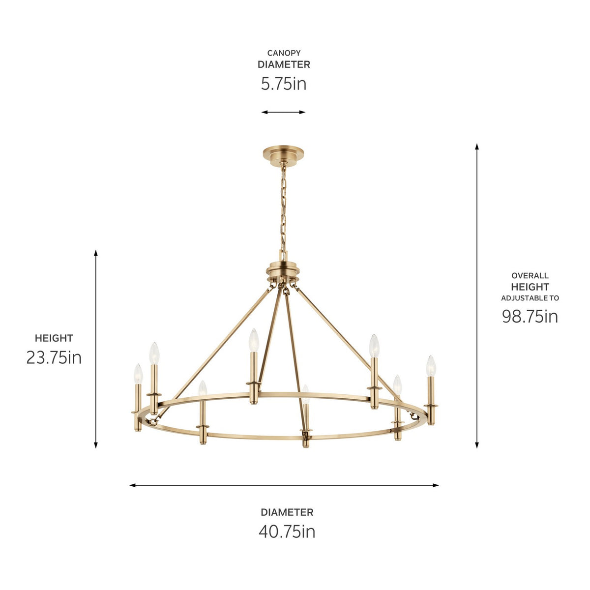 KICHLER 52706CPZ Carrick 40.75 Inch 8 Light Chandelier In Champagne Bronze