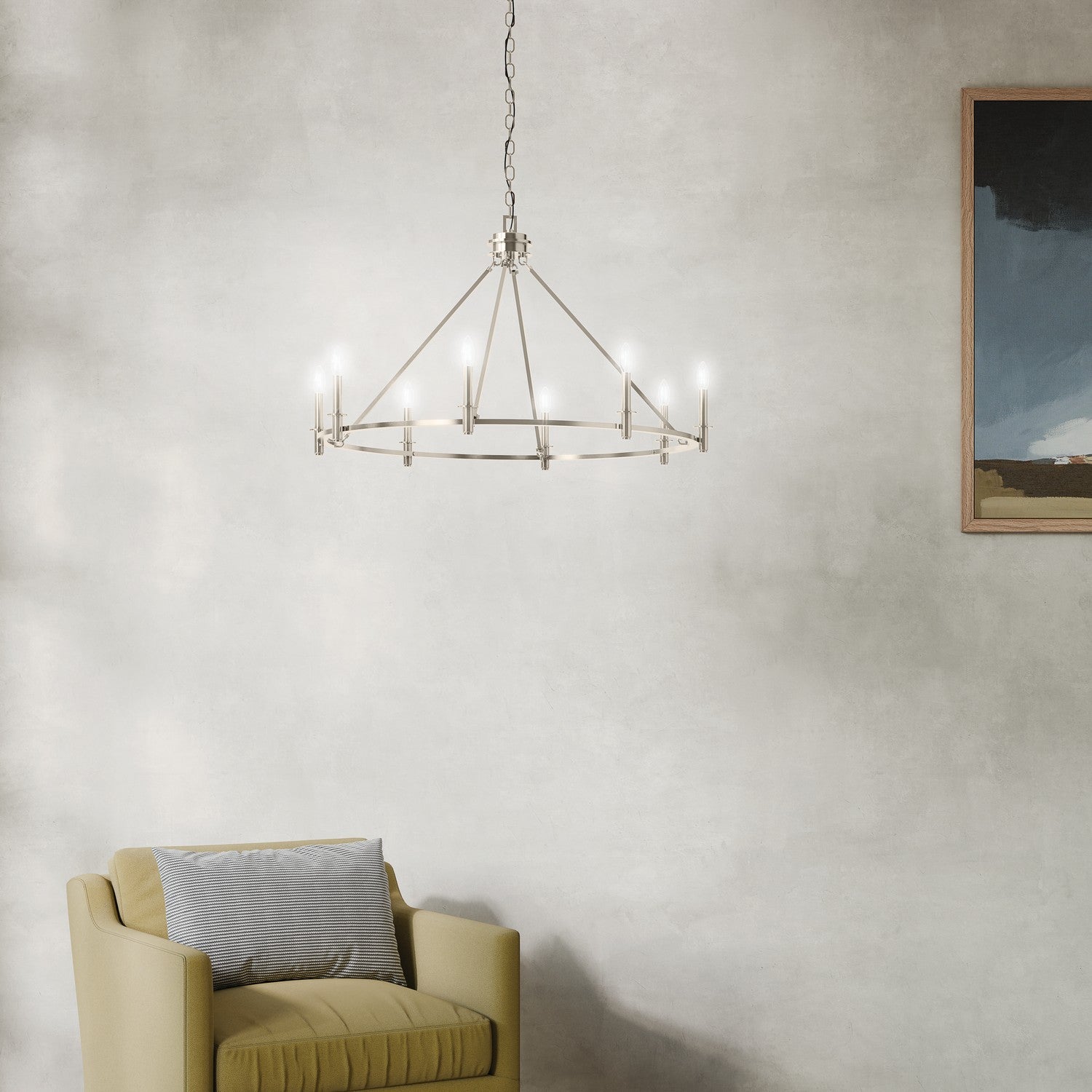 KICHLER 52706PN Carrick 40.75 Inch 8 Light Chandelier In Polished Nickel