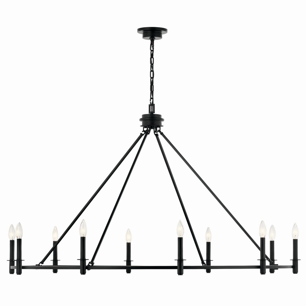 KICHLER 52707BK Carrick 54.25 Inch 10 Light Chandelier In Black