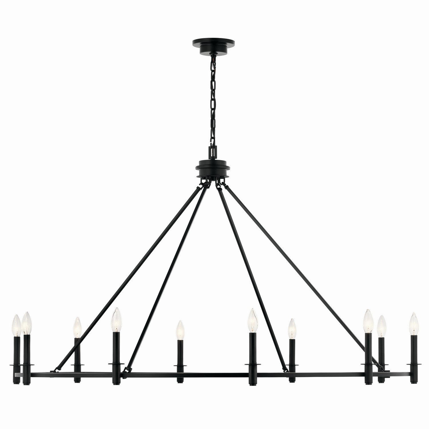KICHLER 52707BK Carrick 54.25 Inch 10 Light Chandelier In Black