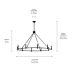 KICHLER 52707BK Carrick 54.25 Inch 10 Light Chandelier In Black