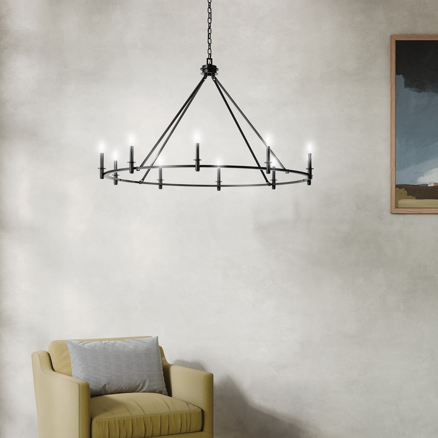 KICHLER 52707BK Carrick 54.25 Inch 10 Light Chandelier In Black