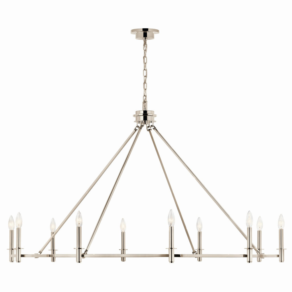 KICHLER 52707PN Carrick 54.25 Inch 10 Light Chandelier In Polished Nickel