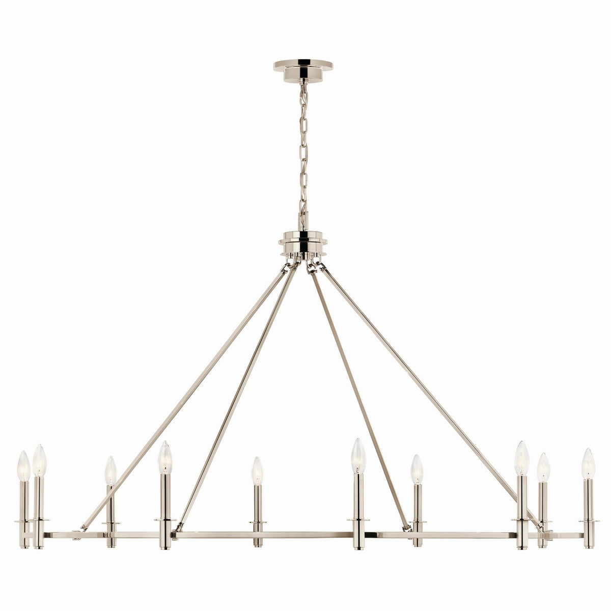 KICHLER 52707PN Carrick 54.25 Inch 10 Light Chandelier In Polished Nickel