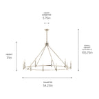 KICHLER 52707PN Carrick 54.25 Inch 10 Light Chandelier In Polished Nickel