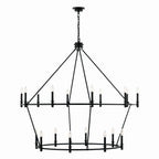 KICHLER 52708BK Carrick 54.25 Inch 18 Light 2-Tier Chandelier In Black