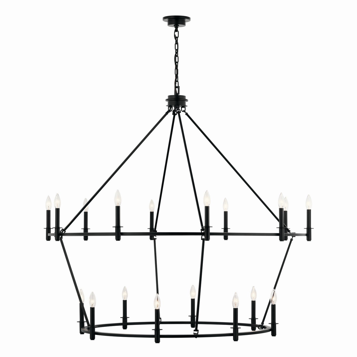 KICHLER 52708BK Carrick 54.25 Inch 18 Light 2-Tier Chandelier In Black