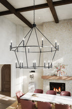 KICHLER 52708BK Carrick 54.25 Inch 18 Light 2-Tier Chandelier In Black