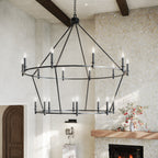 KICHLER 52708BK Carrick 54.25 Inch 18 Light 2-Tier Chandelier In Black