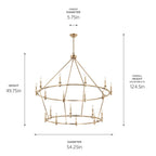 KICHLER 52708CPZ Carrick 54.25 Inch 18 Light 2-Tier Chandelier In Champagne Bronze