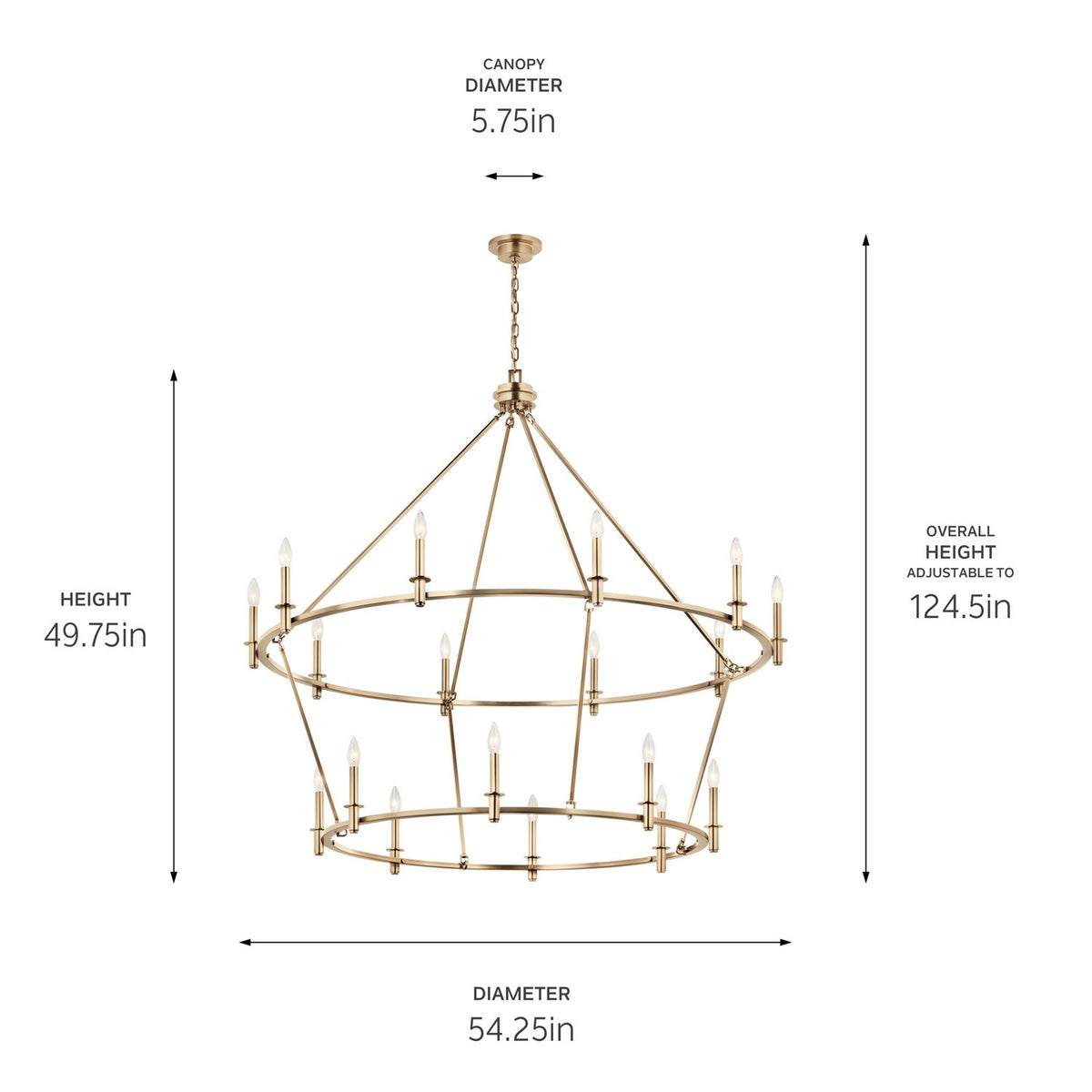 KICHLER 52708CPZ Carrick 54.25 Inch 18 Light 2-Tier Chandelier In Champagne Bronze