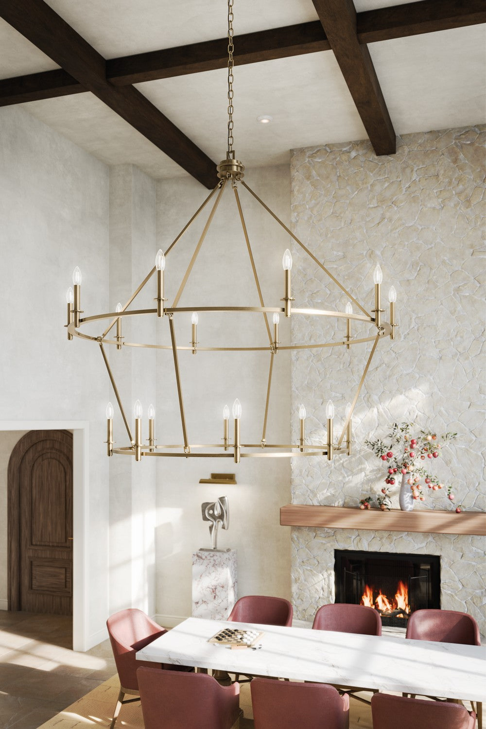 KICHLER 52708CPZ Carrick 54.25 Inch 18 Light 2-Tier Chandelier In Champagne Bronze