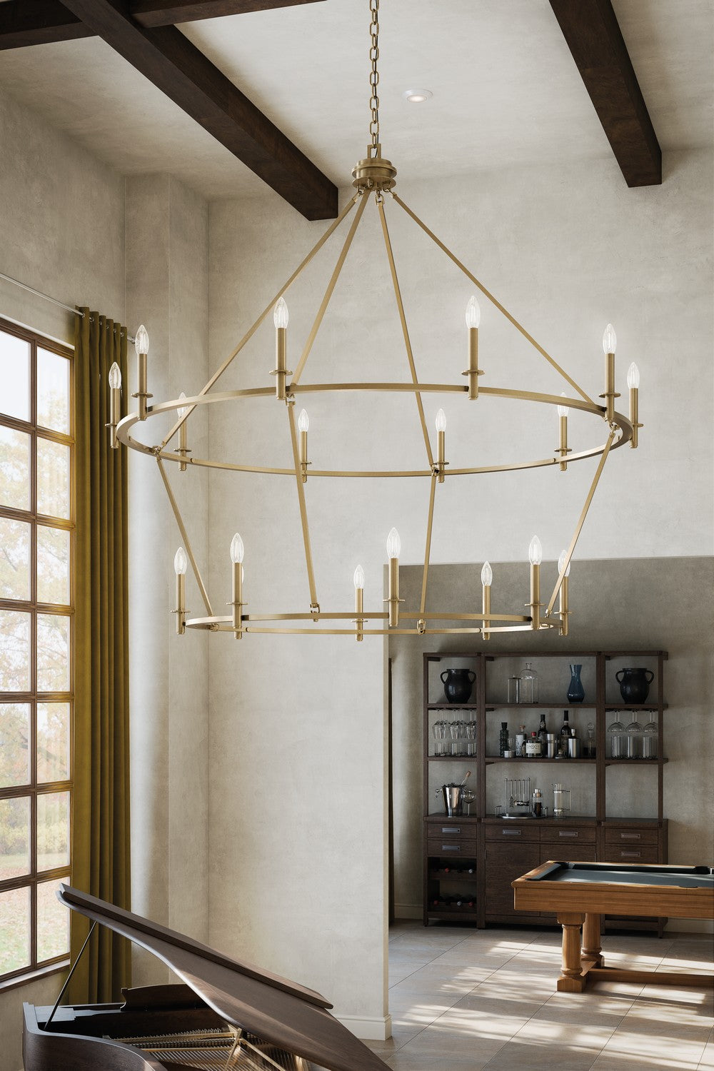 KICHLER 52708CPZ Carrick 54.25 Inch 18 Light 2-Tier Chandelier In Champagne Bronze